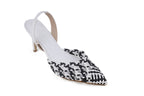 Slingback Izabel Salto Médio Preto e Branco