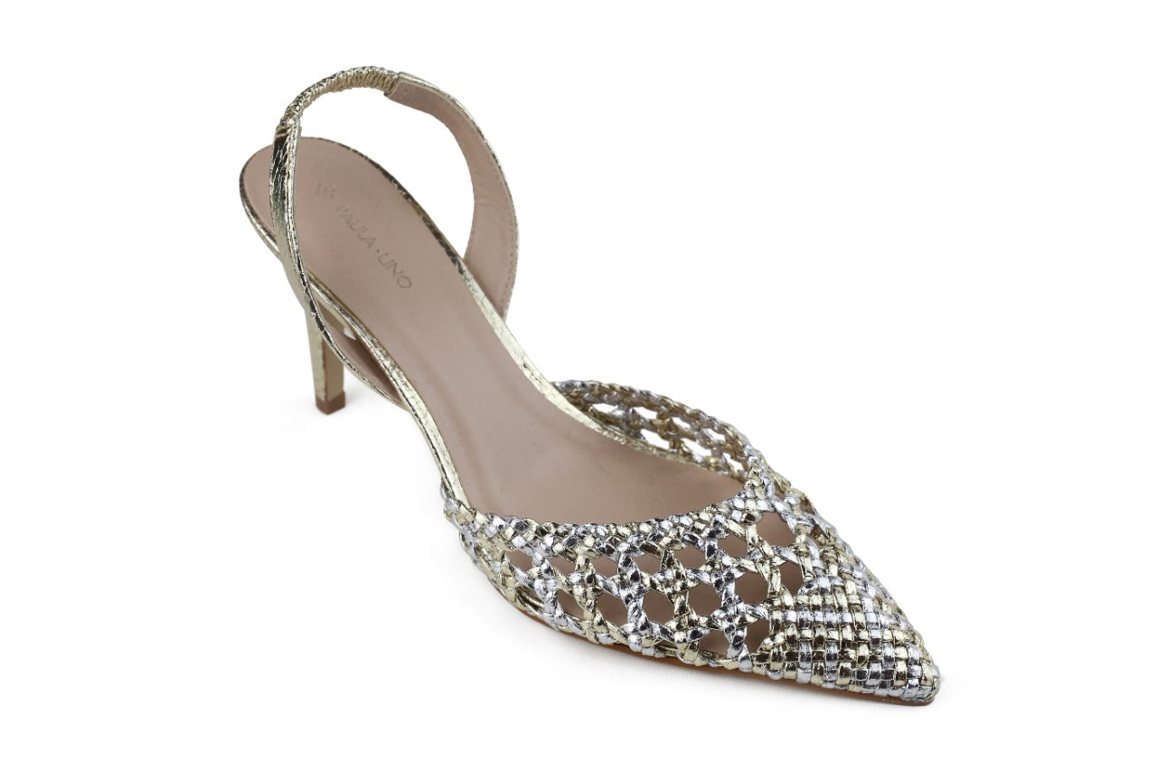 Scarpin Izabel Salto Médio Dourada