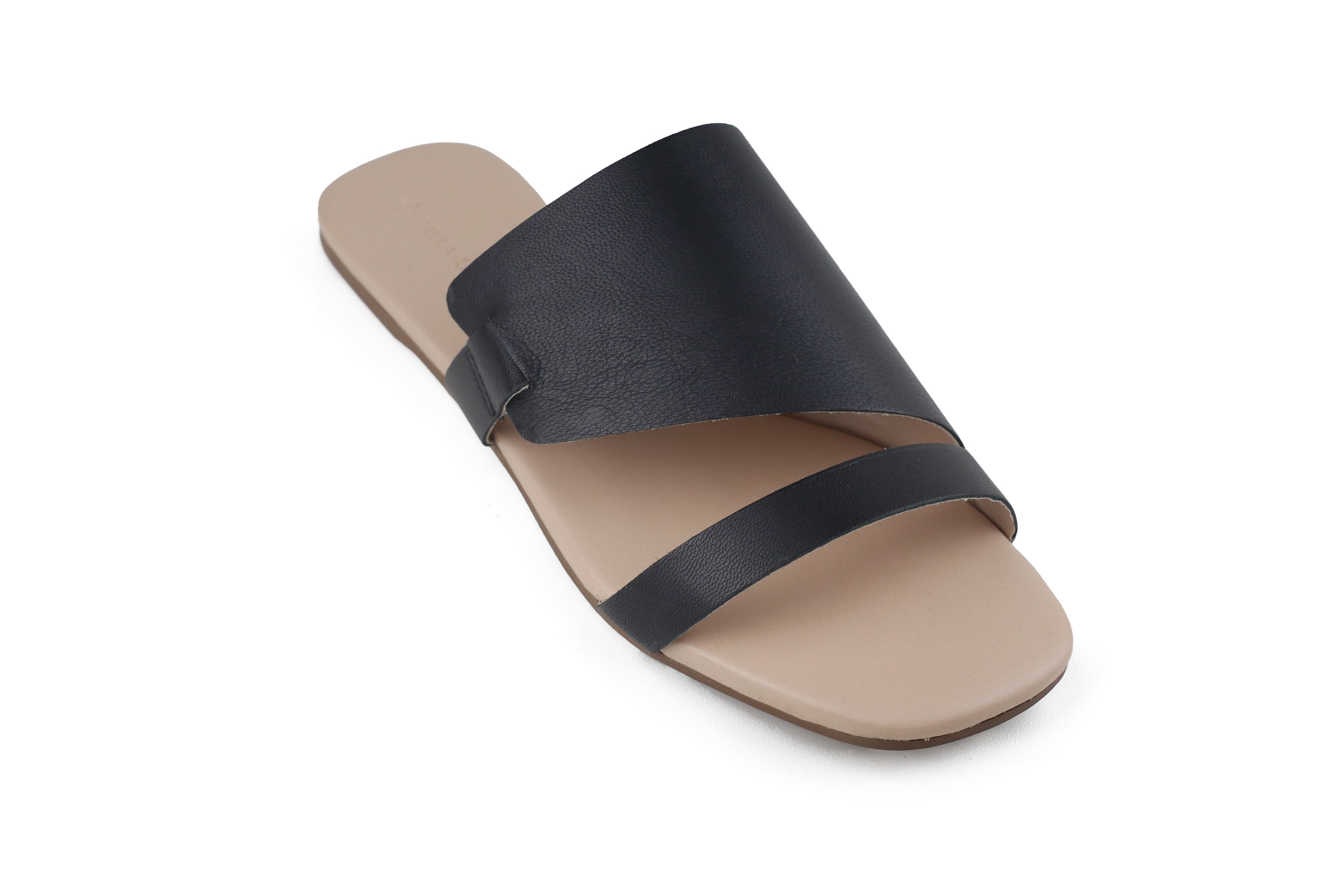 Rasteira Flávia Salto Baixo Preta