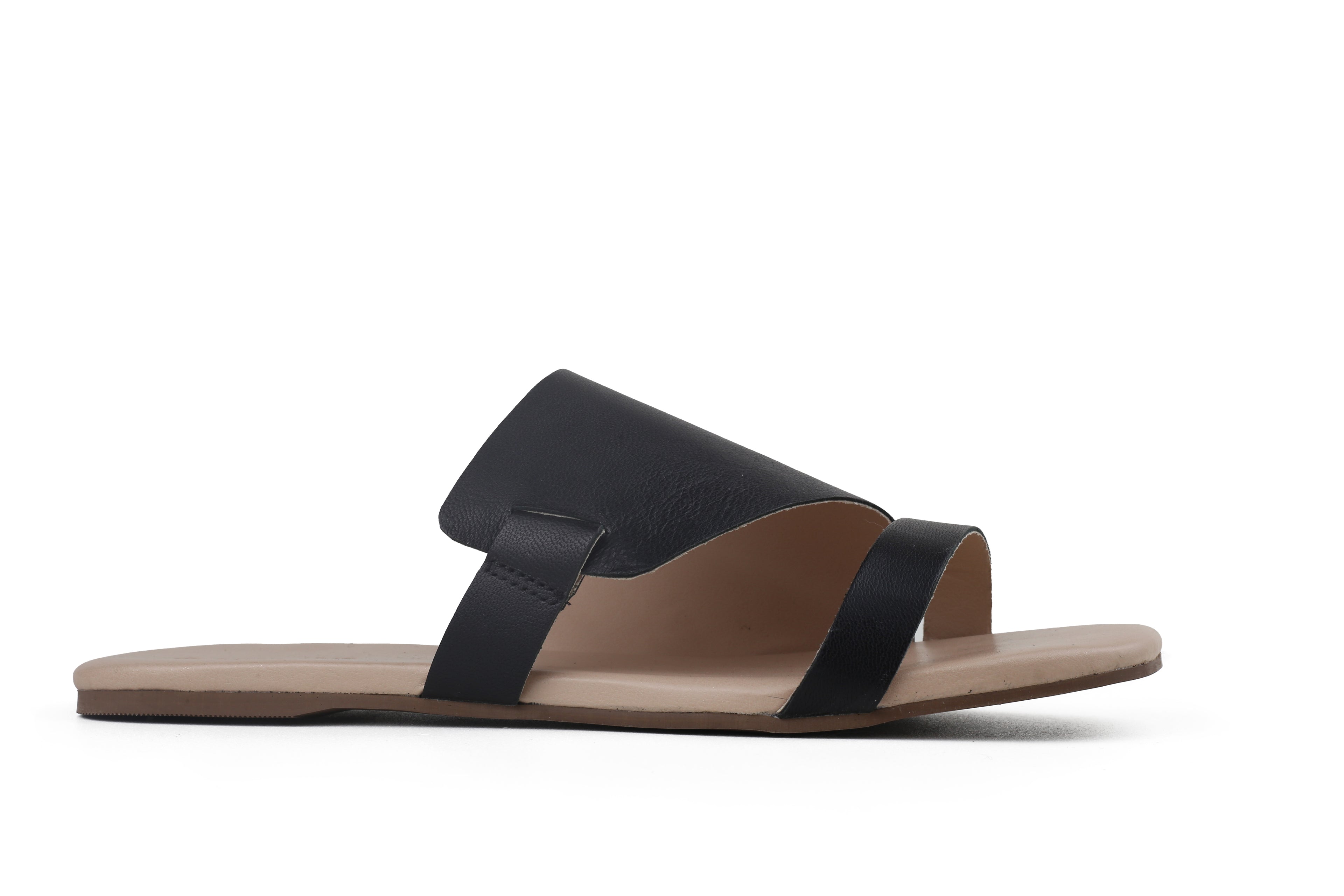 Rasteira Flávia Salto Baixo Preta