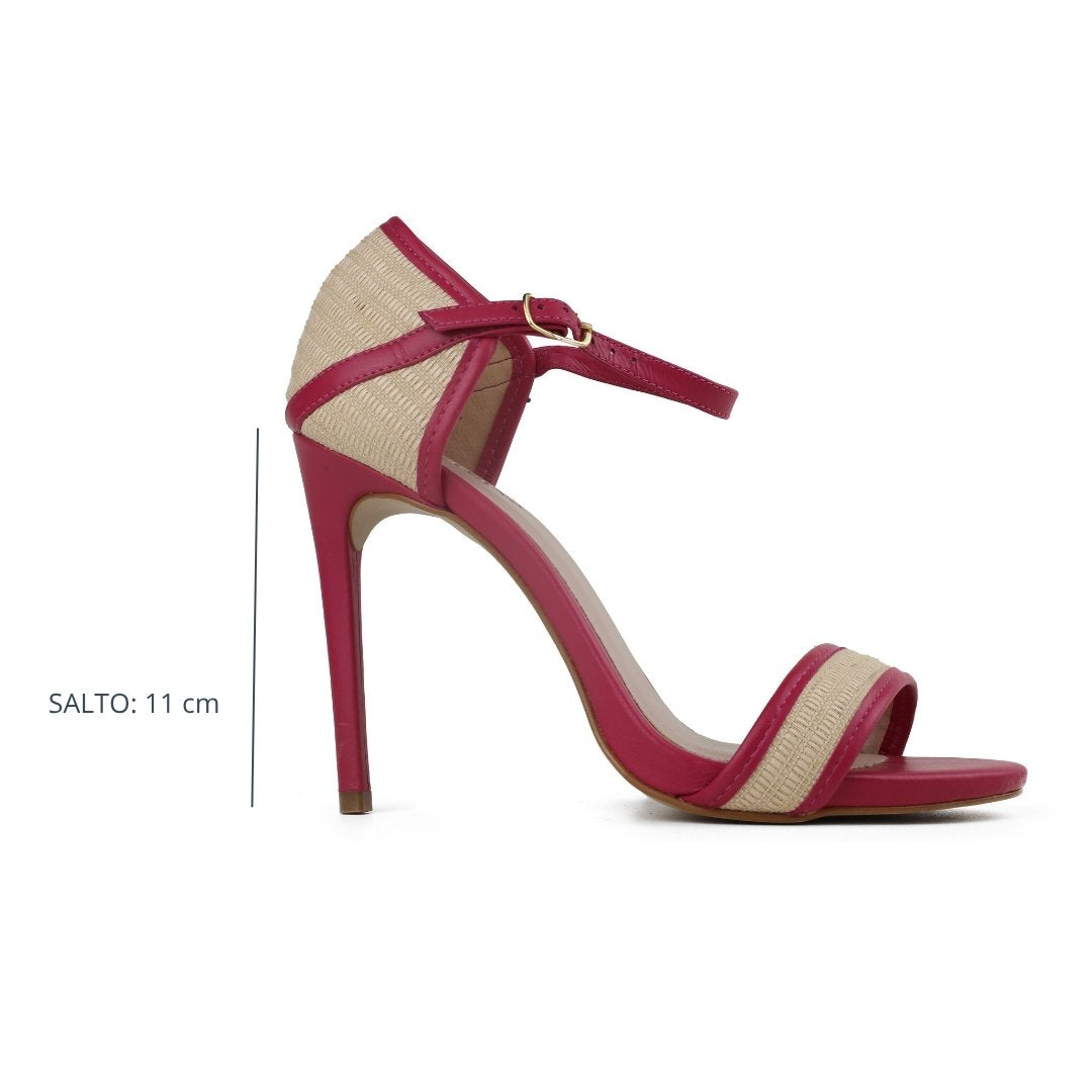 Sandália Rita Salto Alto Creme E Rosa