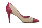 Sapato Cristina Salto Médio Creme E Rosa