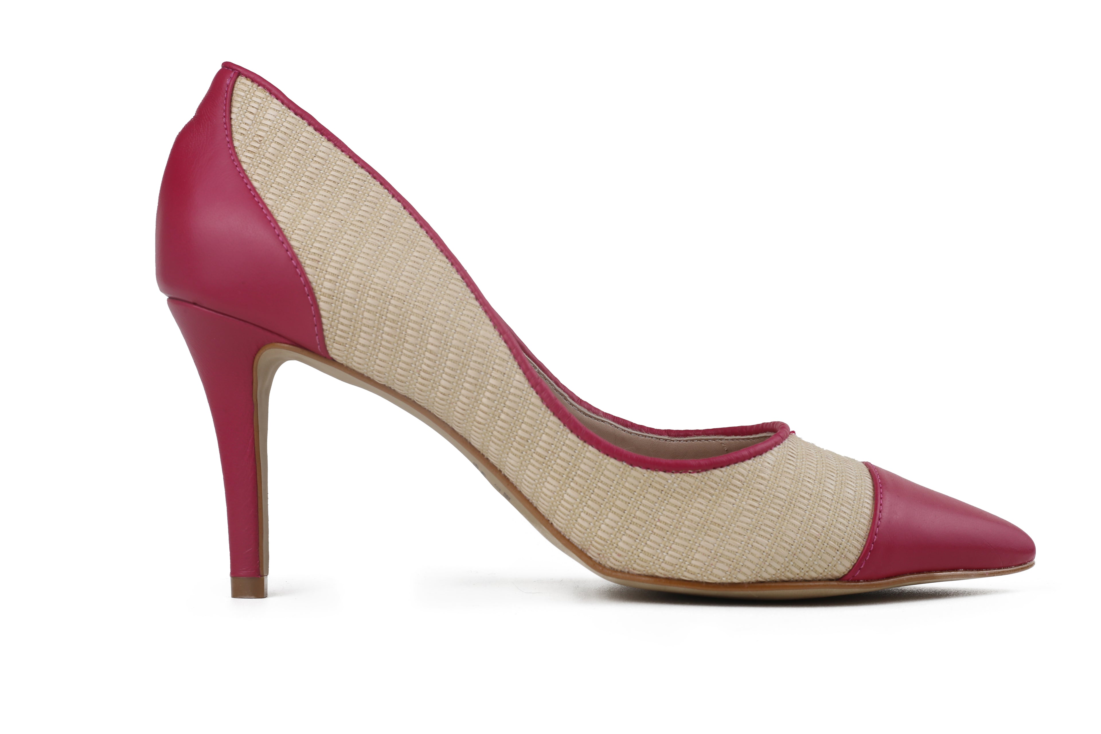 Sapato Cristina Salto Médio Creme E Rosa