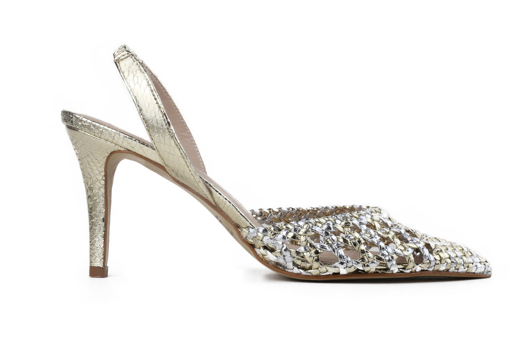Slingback Izabel Salto Médio Dourado