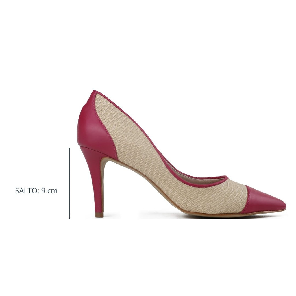 Sapato Cristina Salto Médio Creme E Rosa