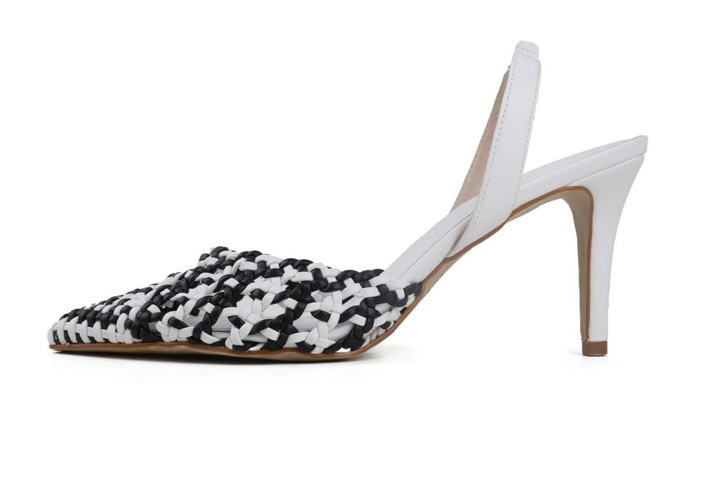 Slingback Izabel Salto Médio Preto e Branco