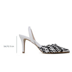 Slingback Izabel Salto Médio Preto e Branco